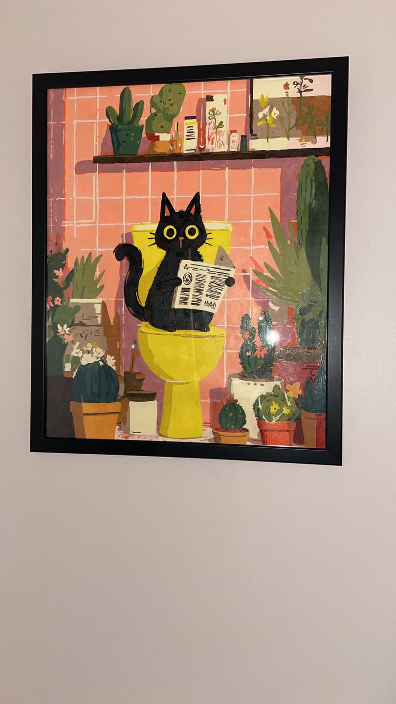 Customer photo review of The black cat on the toilet | Paint by Number