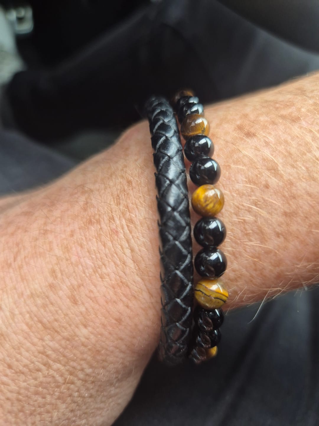 Customer photo review of Men’s Leather & Bead 21cm Bracelet Gift Set for Son or Soulmate