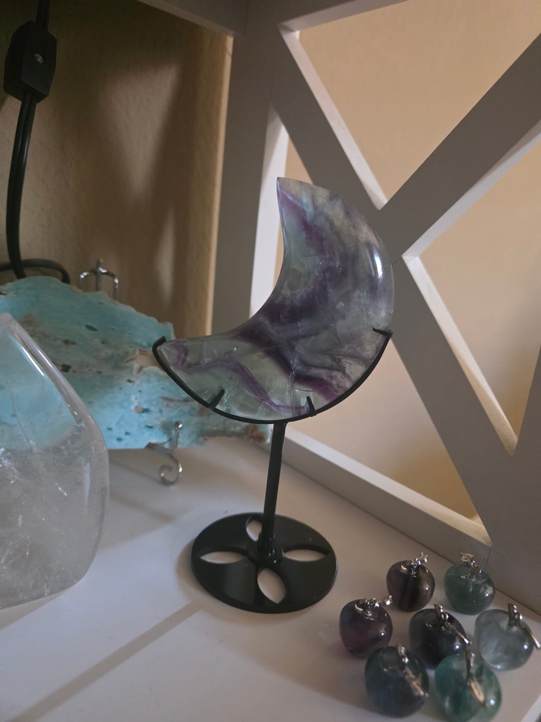 Customer photo review of Unique,Natural Crystal Fluorite Moon With Stand