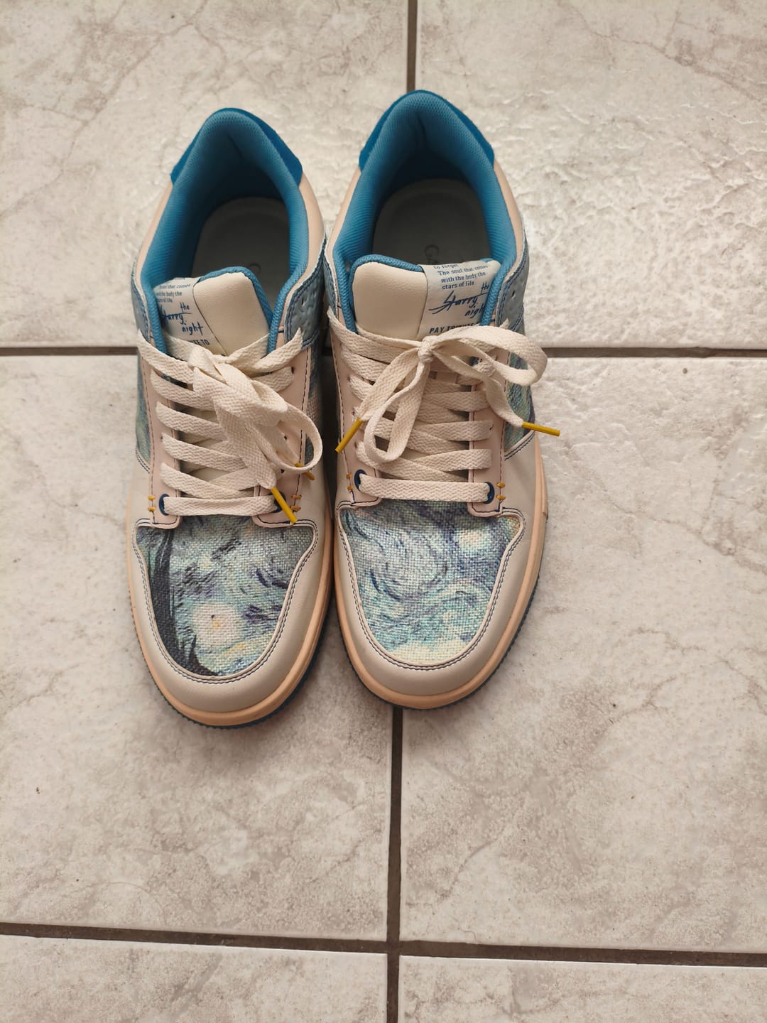 Customer photo review of Van Gogh Starry Night inspired sneakers