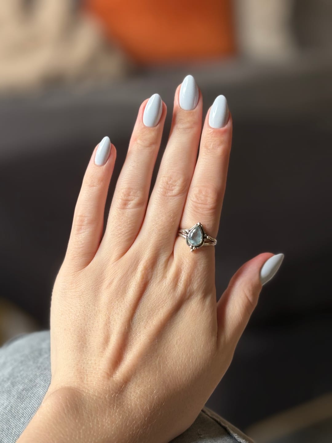 Customer photo review of Teardrop Aquamarine Ring Sterling Silver
