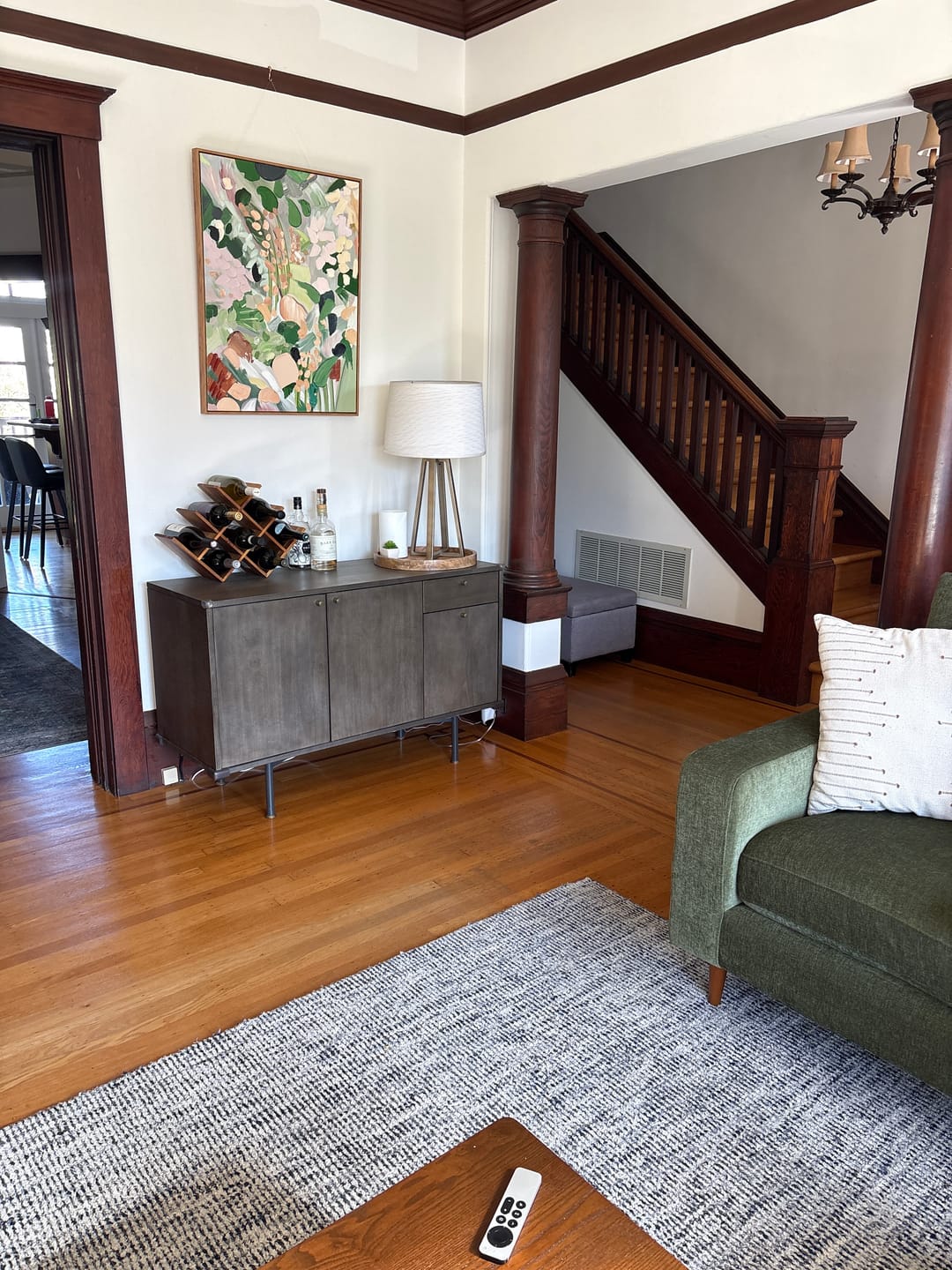 Customer photo review of The Secret Garden – Modern Sage Green Impasto Floral Painting | Organic Living Room Vertical Canvas Art