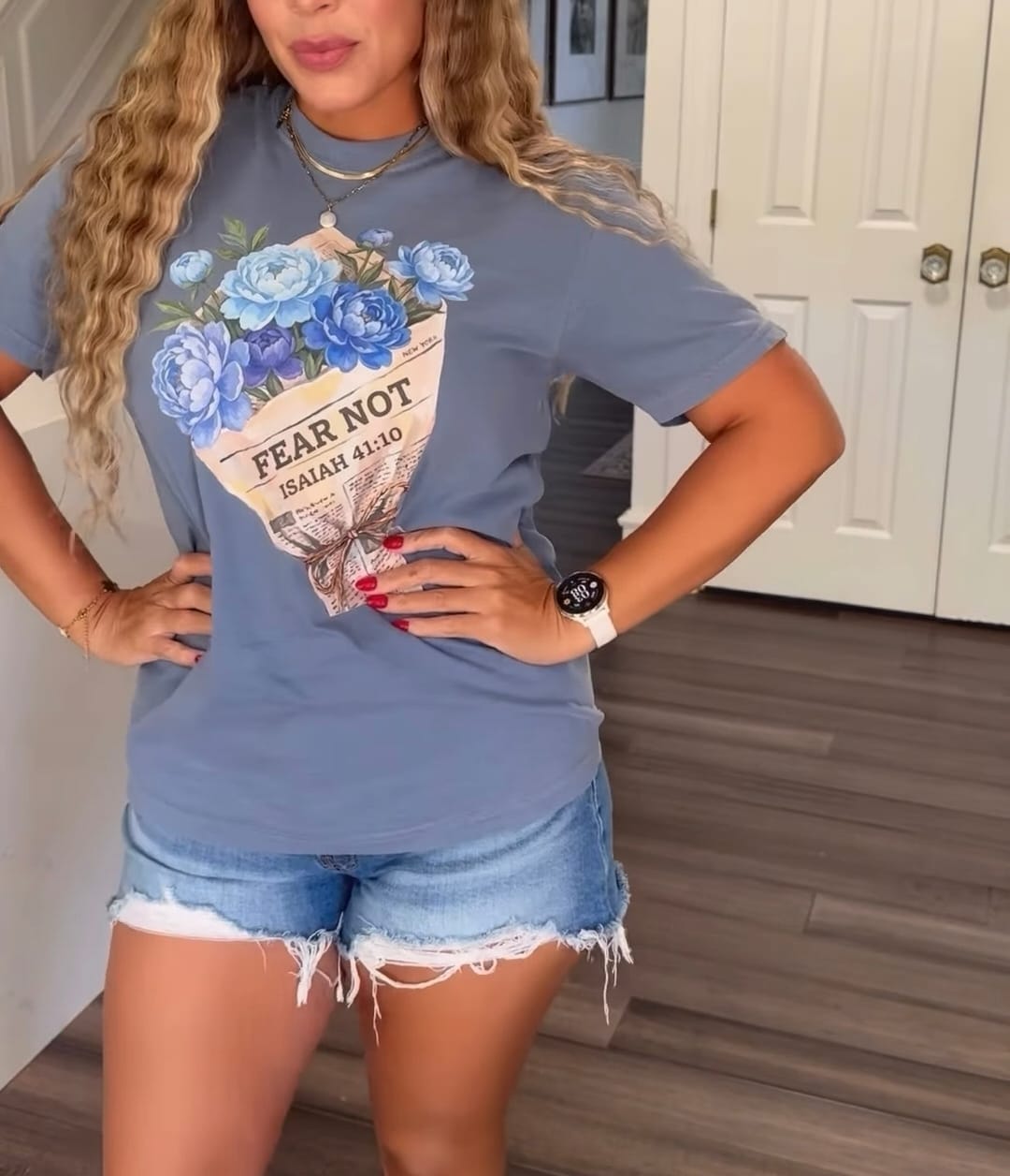 Customer photo review of Fear Not Blue Bouq T-Shirt