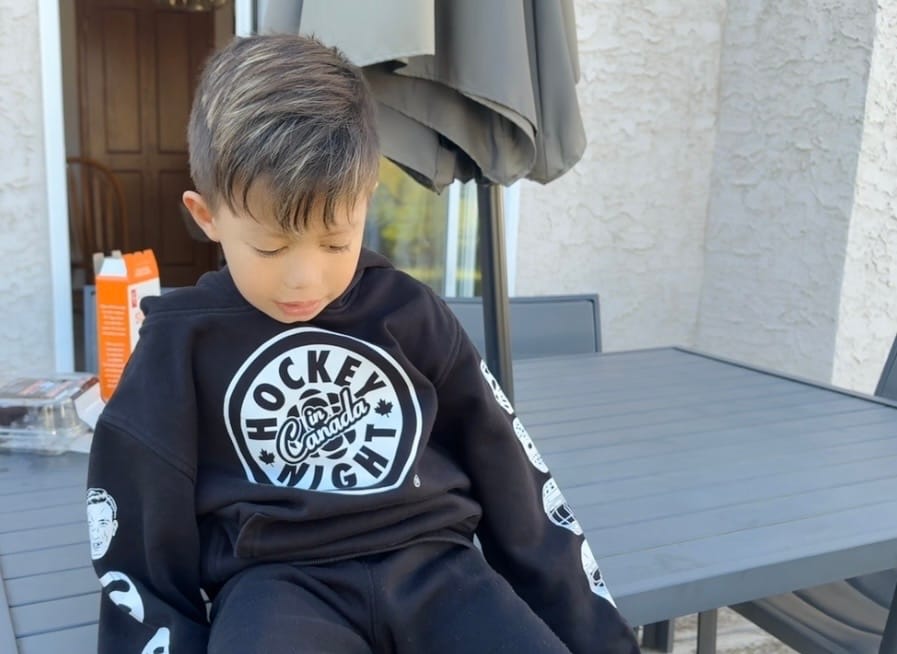 Customer photo review of Hockey Night in Canada Goalie Mask Evolution Kids Sweatshirt and Hoodie