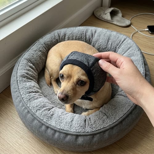 Customer photo review of Beruhigende Ohrenschützer für Hunde