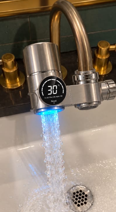 Customer photo review of PureGlow — The UV Faucet Filter for Clearer Skin