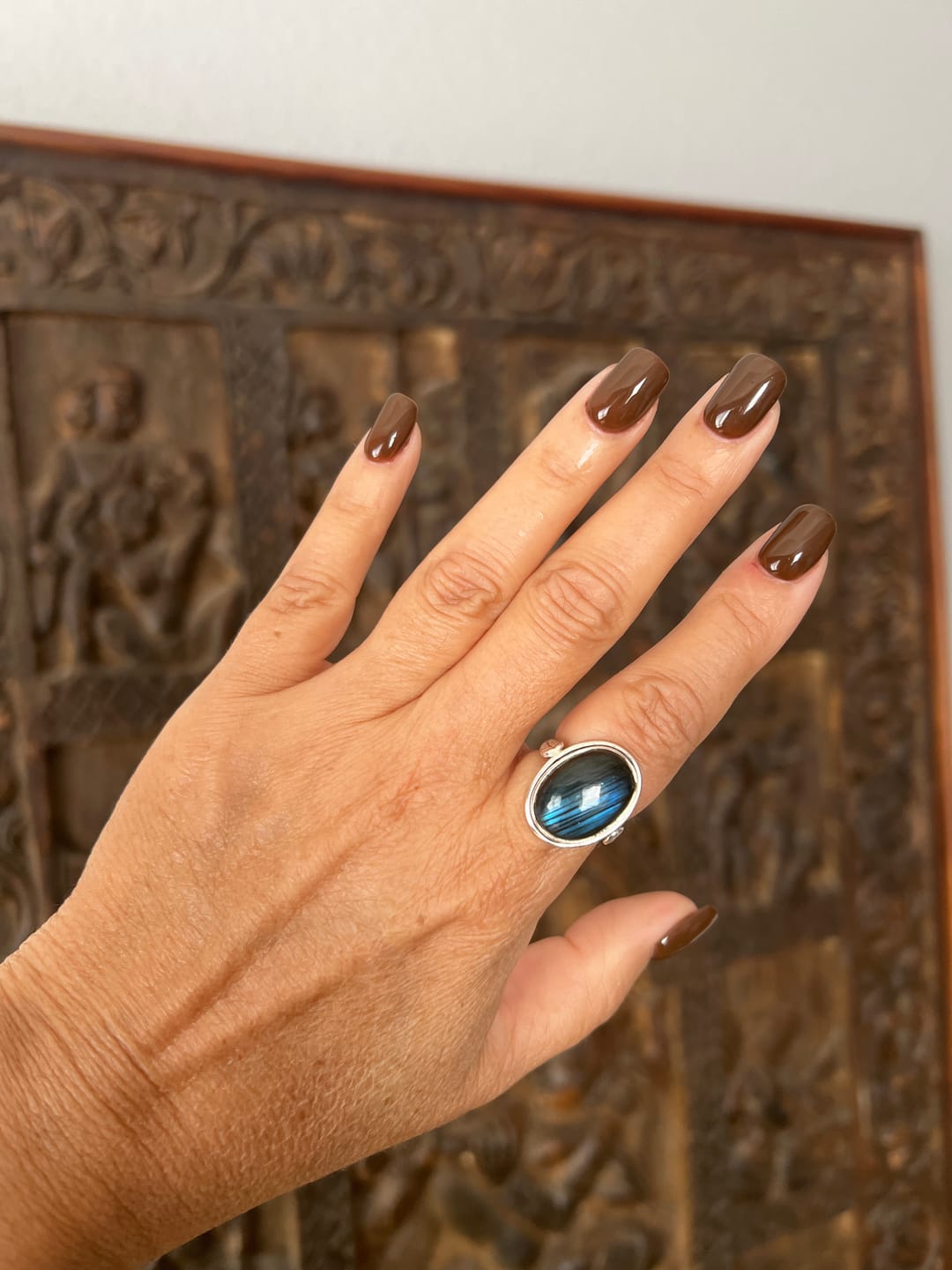 Customer photo review of Labradorite Leaf Ring Sterling Silver