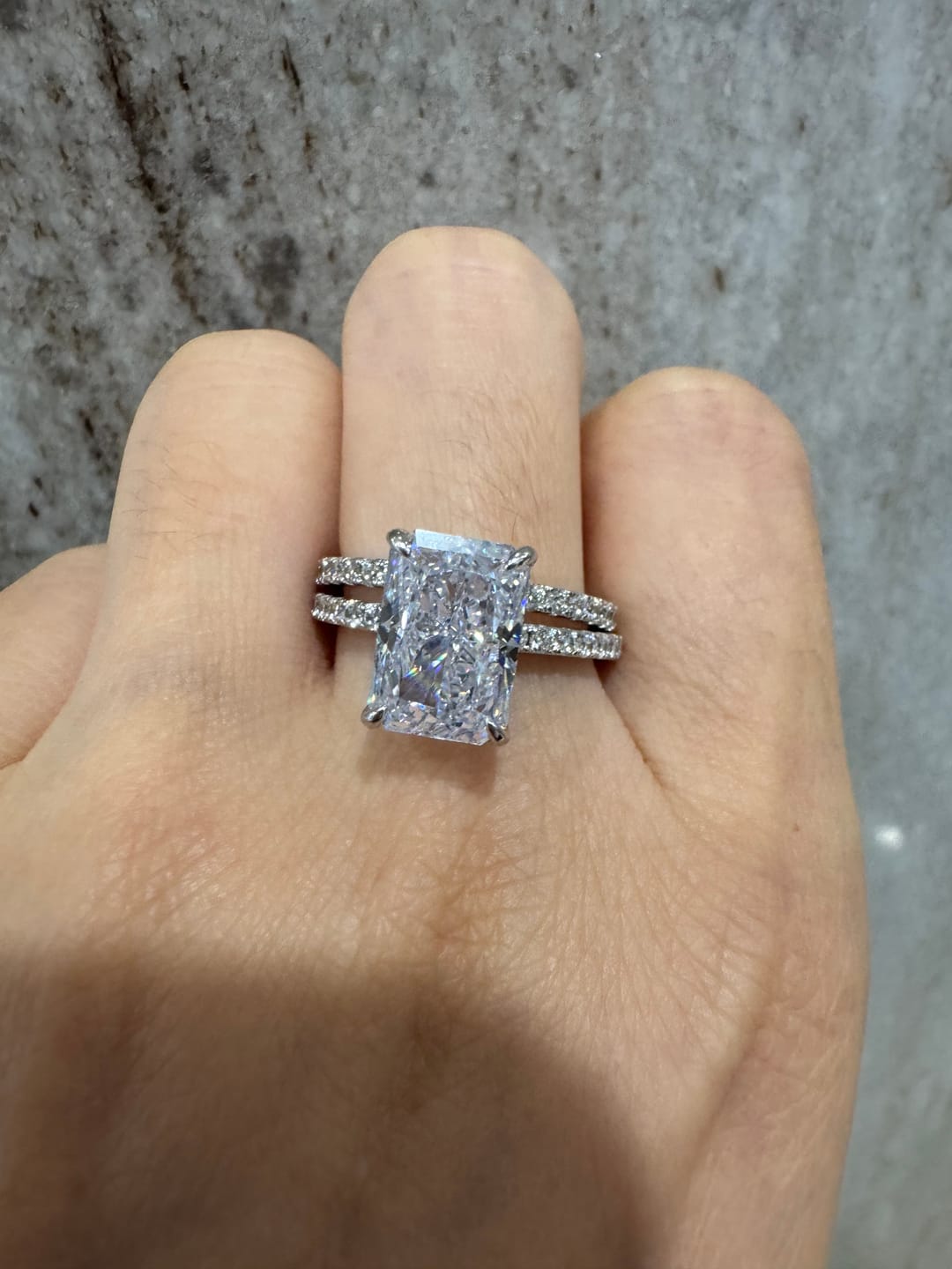 Customer photo review of S925 3.5 Carat Radiant Cut Wedding Ring Set In Sterling Silver Holiday Ring Gift For Women