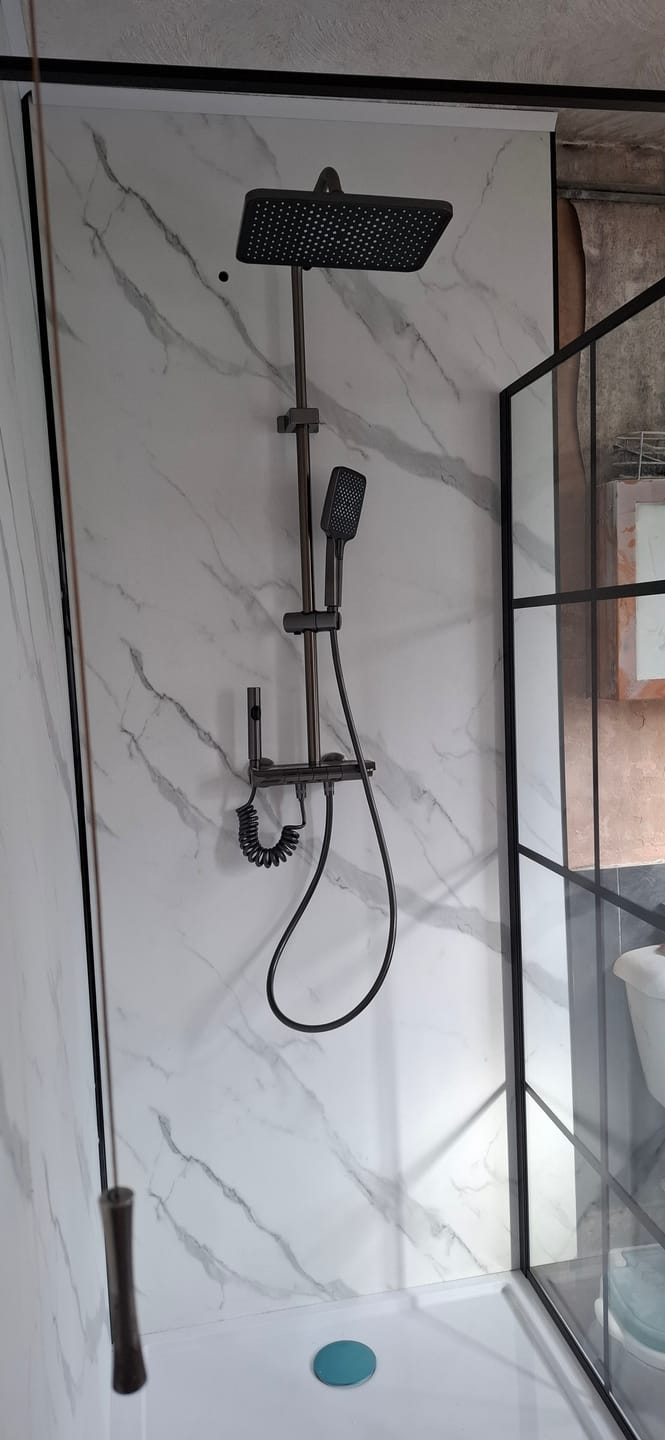 Customer photo review of 10mm Carrara Marble Matt Shower Panel 1M x 2.4M