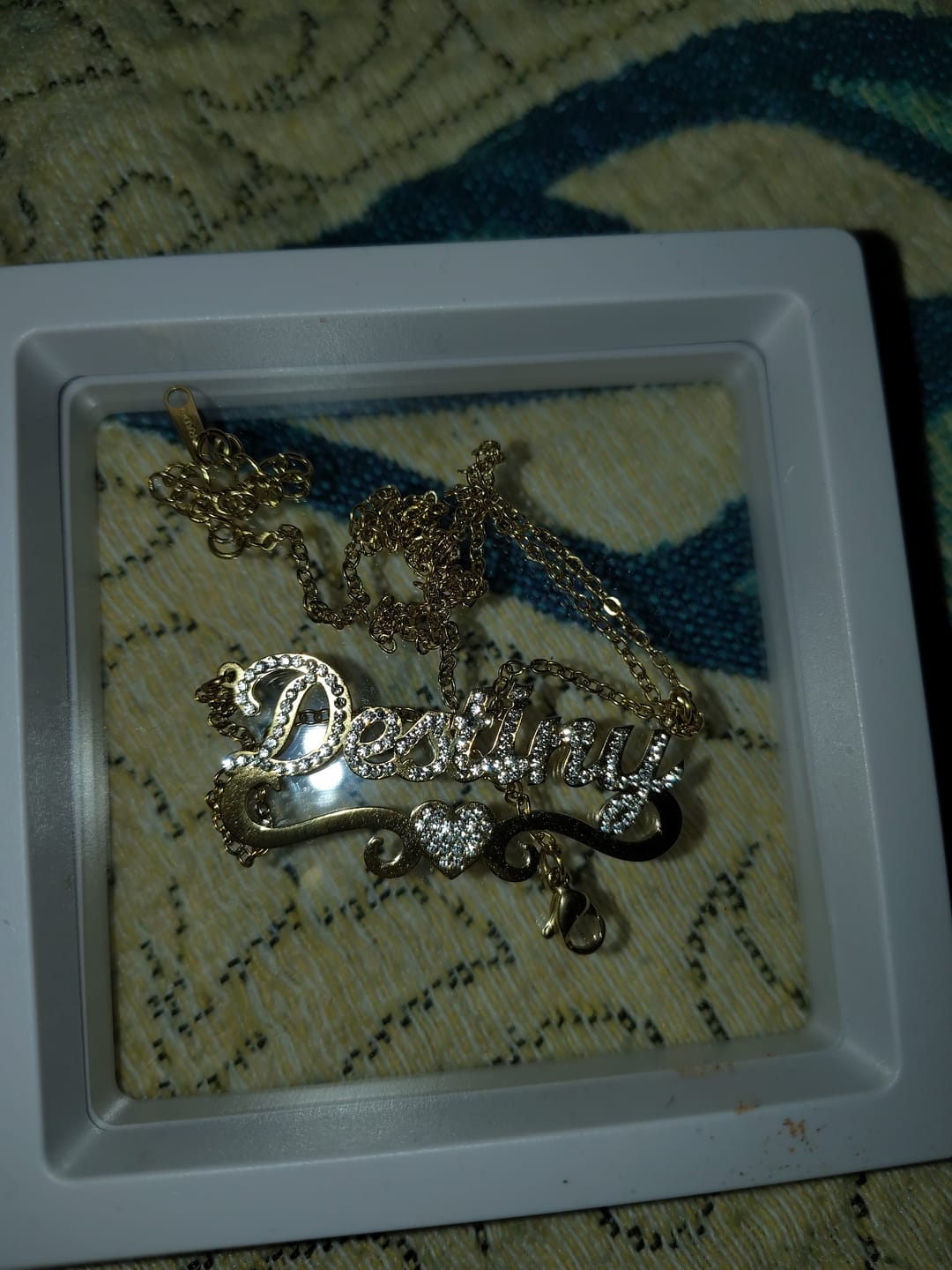 Customer photo review of Iced Heart Name Necklace