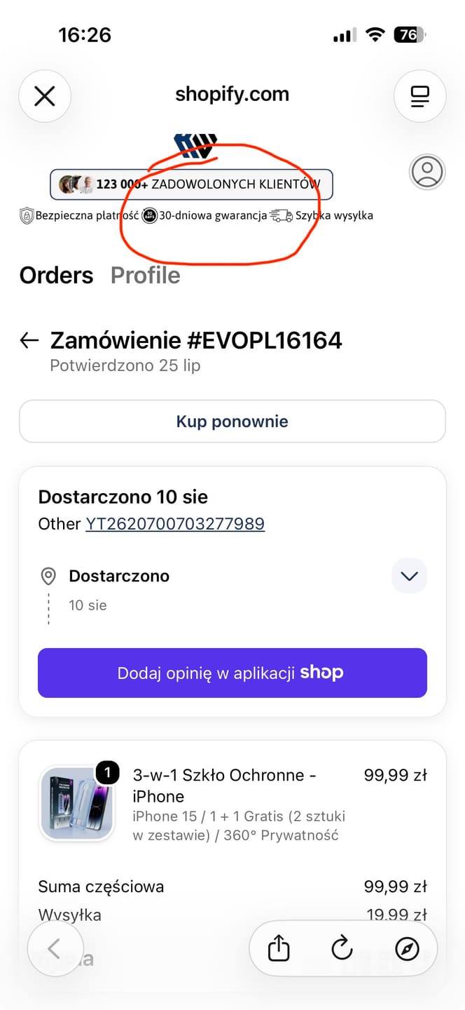Customer photo review of 3-w-1 Szkło Ochronne - iPhone