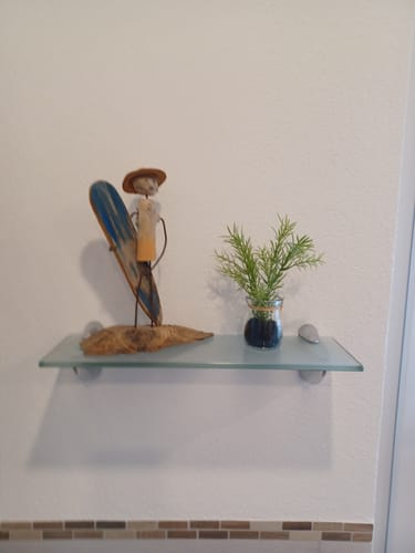 Customer photo review of Glasregal Badezimmer Satiniertes Glas 8mm – CORA Chrom