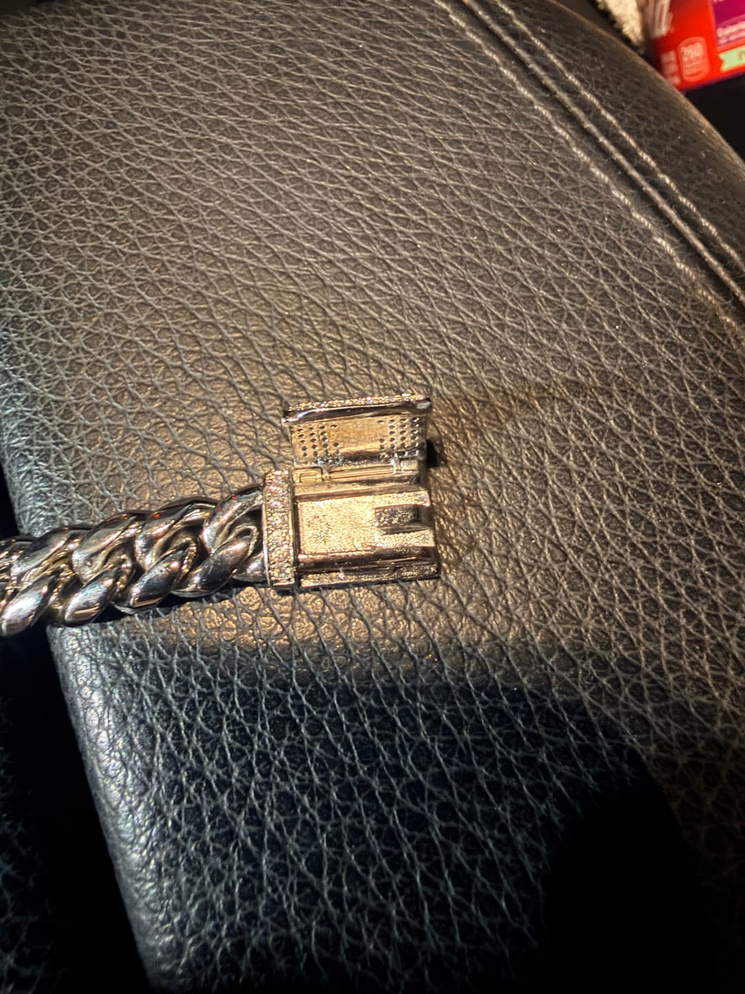 Customer photo review of 10mm Cuban Iced Clasp Bracelet - White Gold