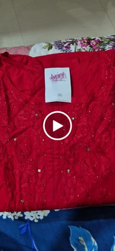Customer video review of Red Rayon Mukaish Long Kurta