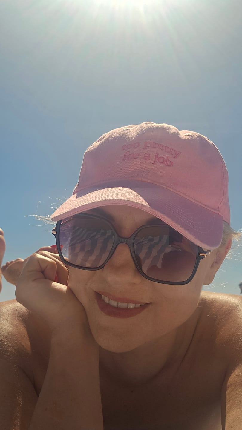 Customer photo review of Only Bad Decisions Cap — Blue