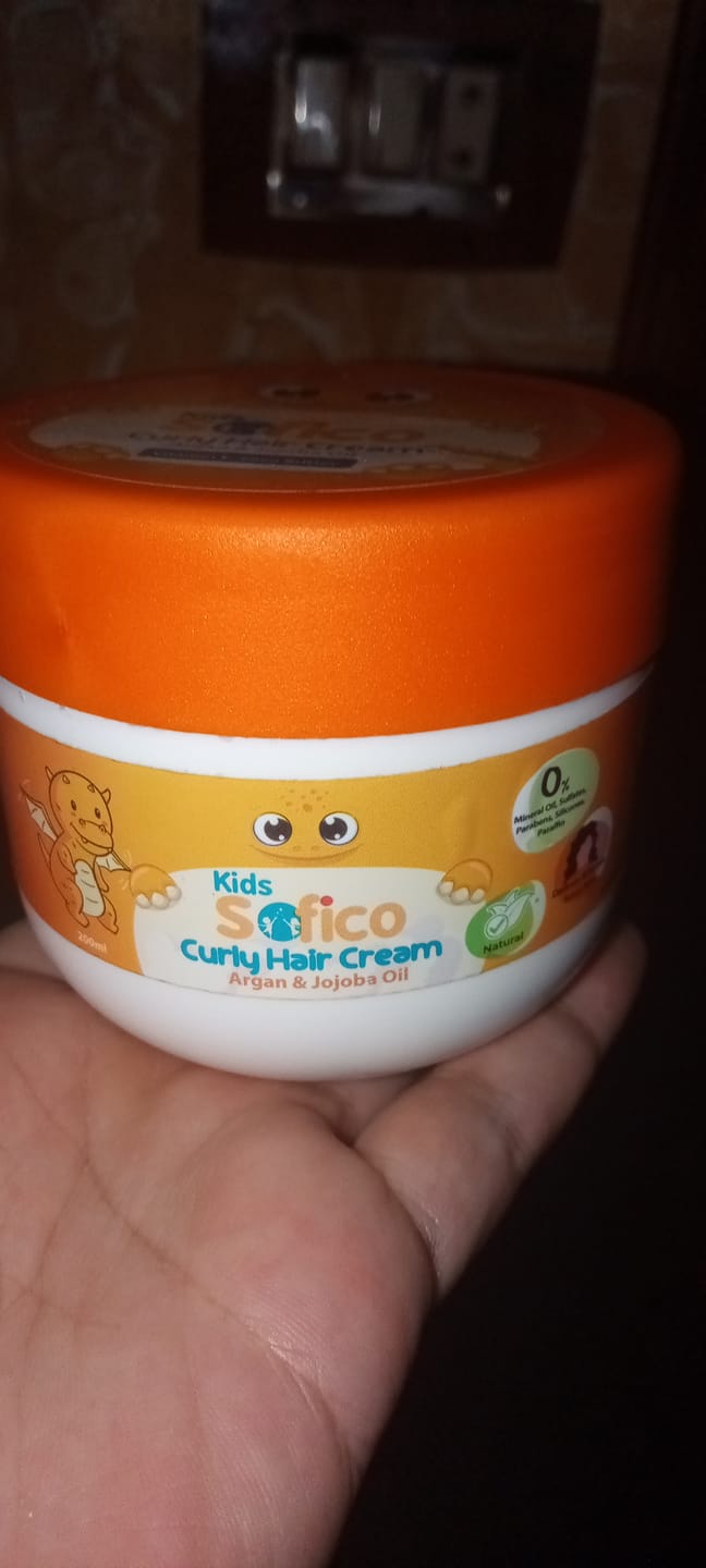 Customer photo review of Sofico Kids Curly Hair Cream Argan & Jojoba Oil 200 ml