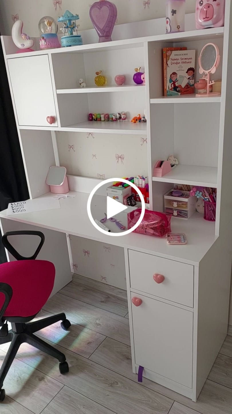 Customer video review of Rani HA128 Kitaplıklı Raflı 2 Kapaklı 1 Çekmeceli Çalışma Ofis Bilgisayar Masası Beyaz