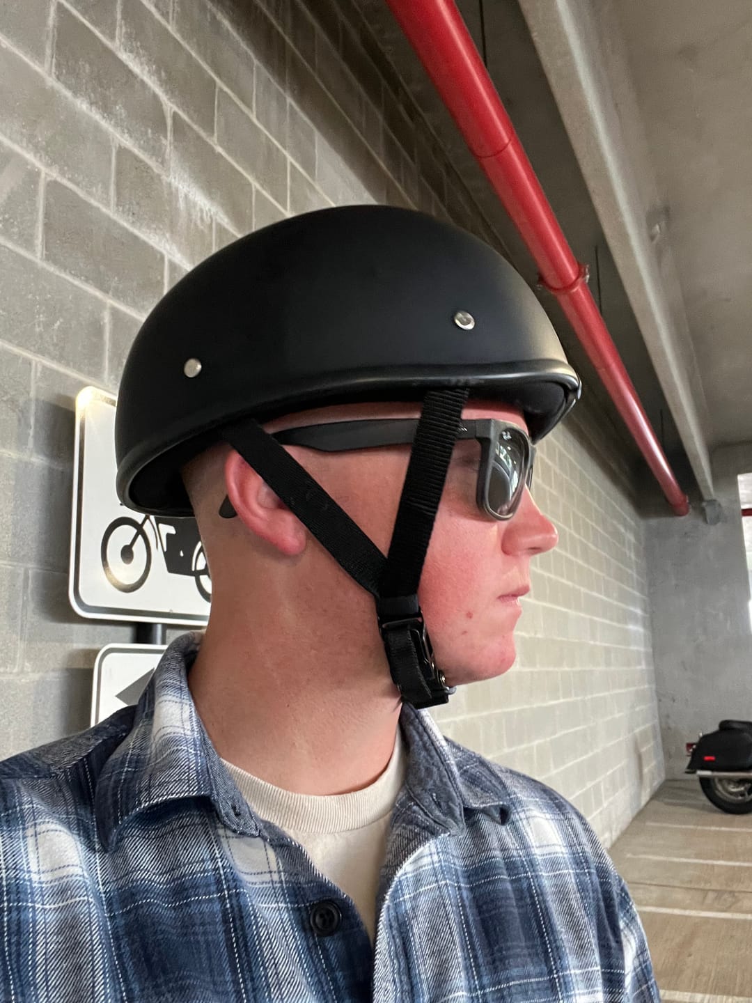 Customer photo review of Lightweight SOA Style DOT Beanie Helmet / Matte Black