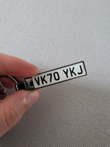 Customer photo review of Personalised Metal Number Plate Keyring - Premium Custom Car Gift