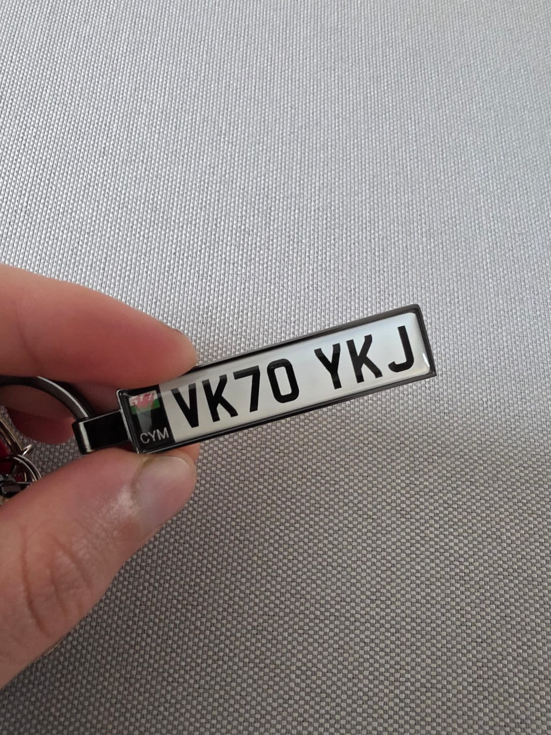 Customer photo review of Personalised Metal Number Plate Keyring - Premium Custom Car Gift