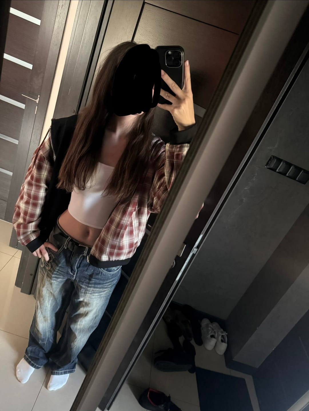 Customer photo review of Aelfric Eden Boxy Reversible Plaid Zip Up Hoodie
