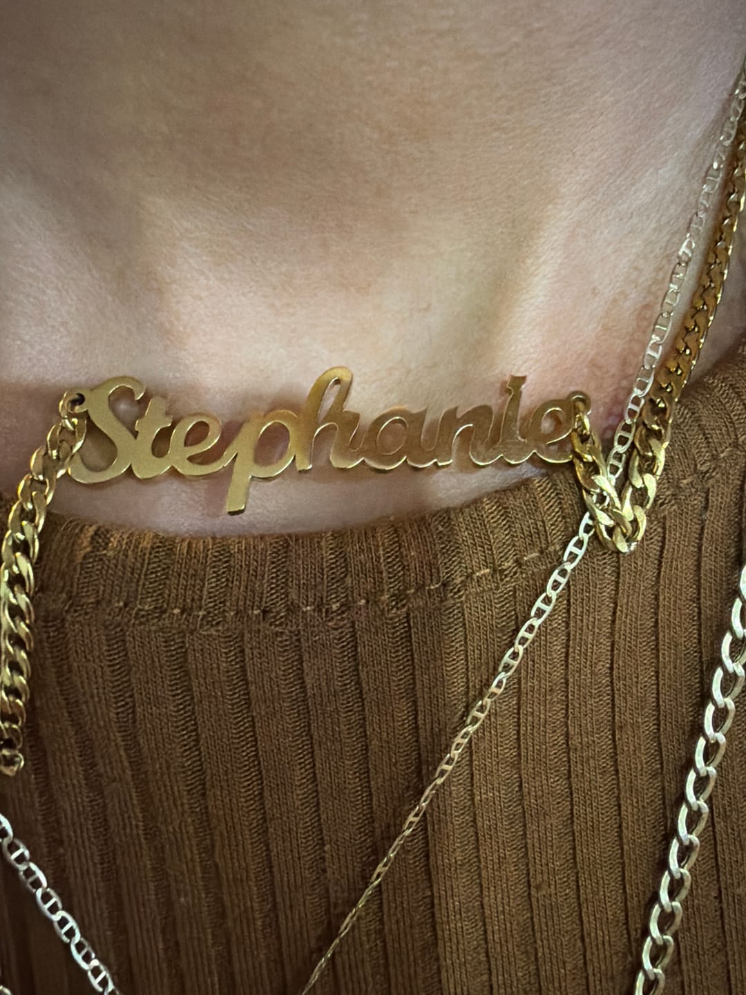 Customer photo review of Diamond Cut Heart Name Necklace