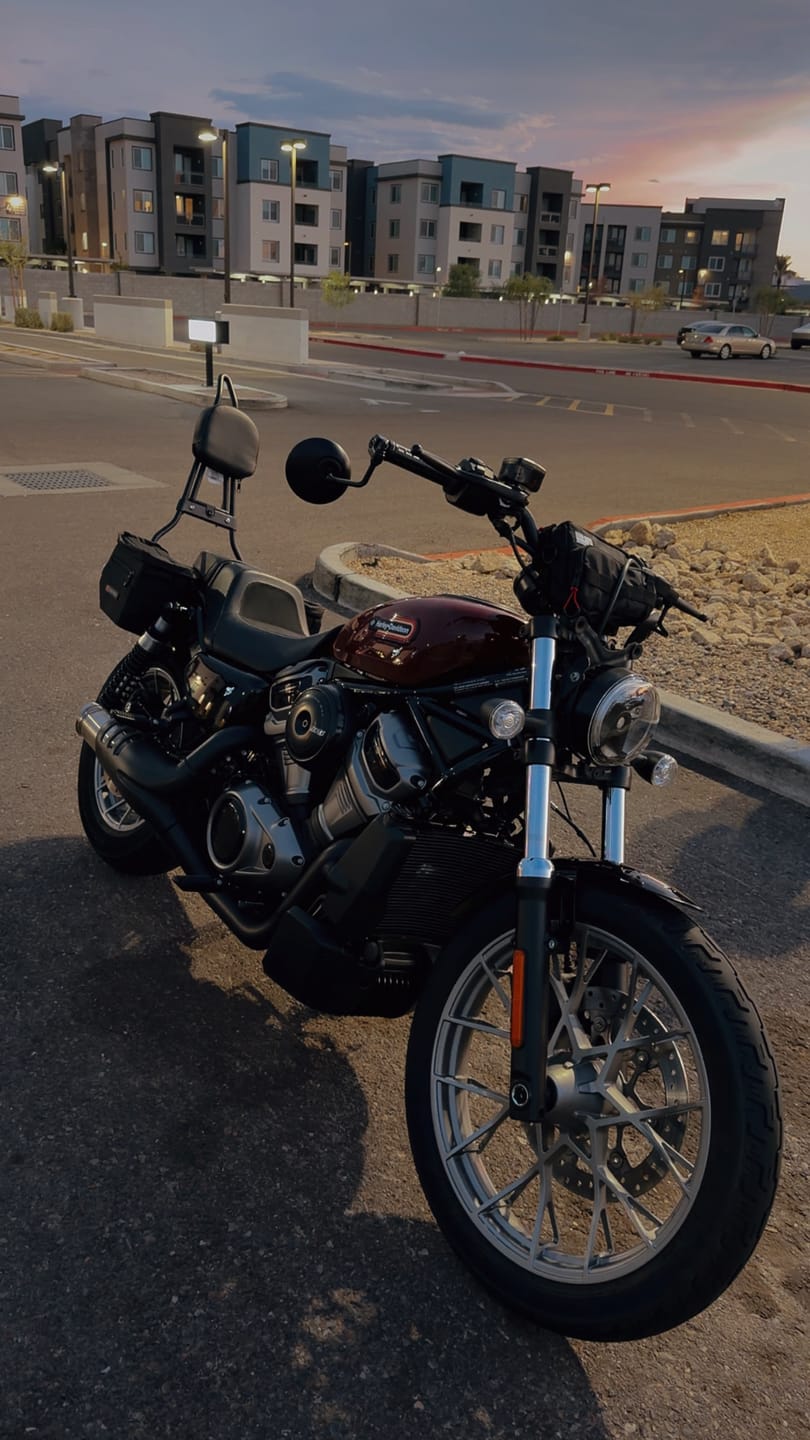 Customer photo review of 8L - Patriot Small Throw Over Saddlebags for Harley Nightster RH975/S