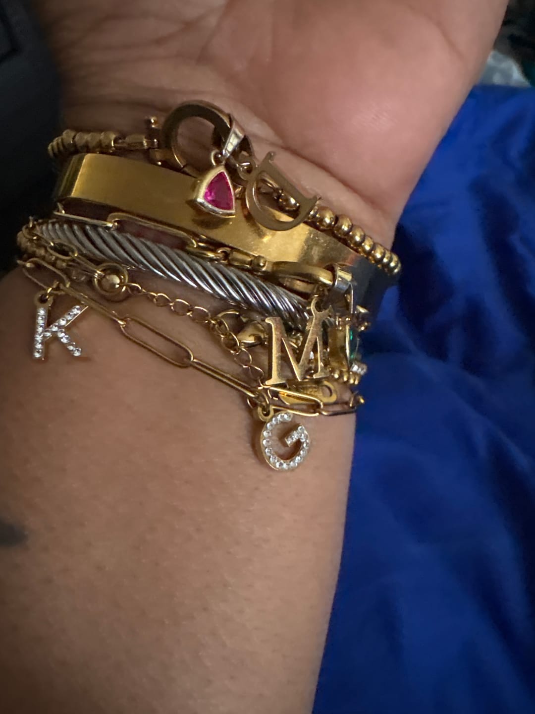 Customer photo review of Iced Letters Bracelet w/ Paperclip Chain