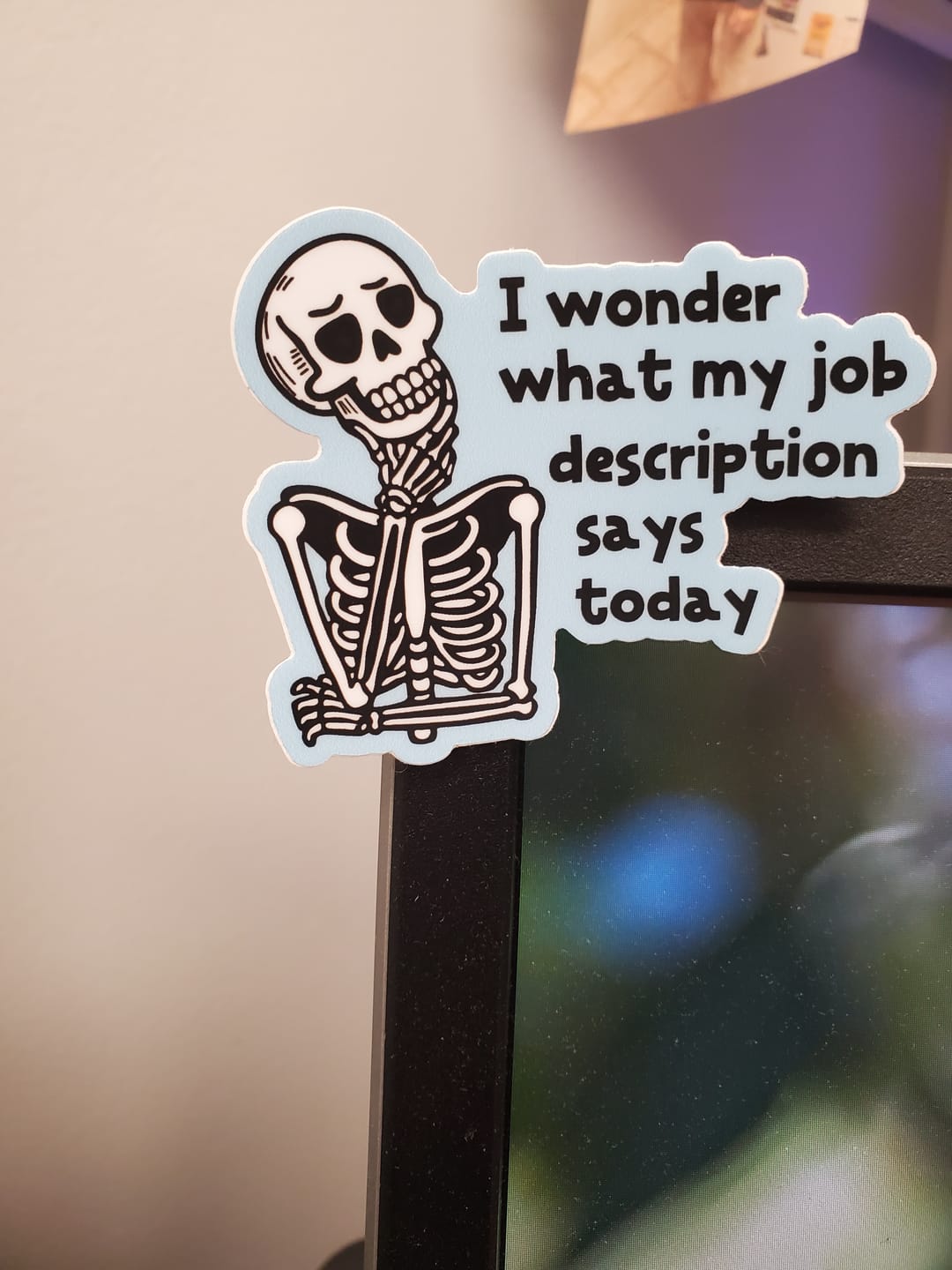 Customer photo review of I Wonder What My Job Description Says Today Sticker
