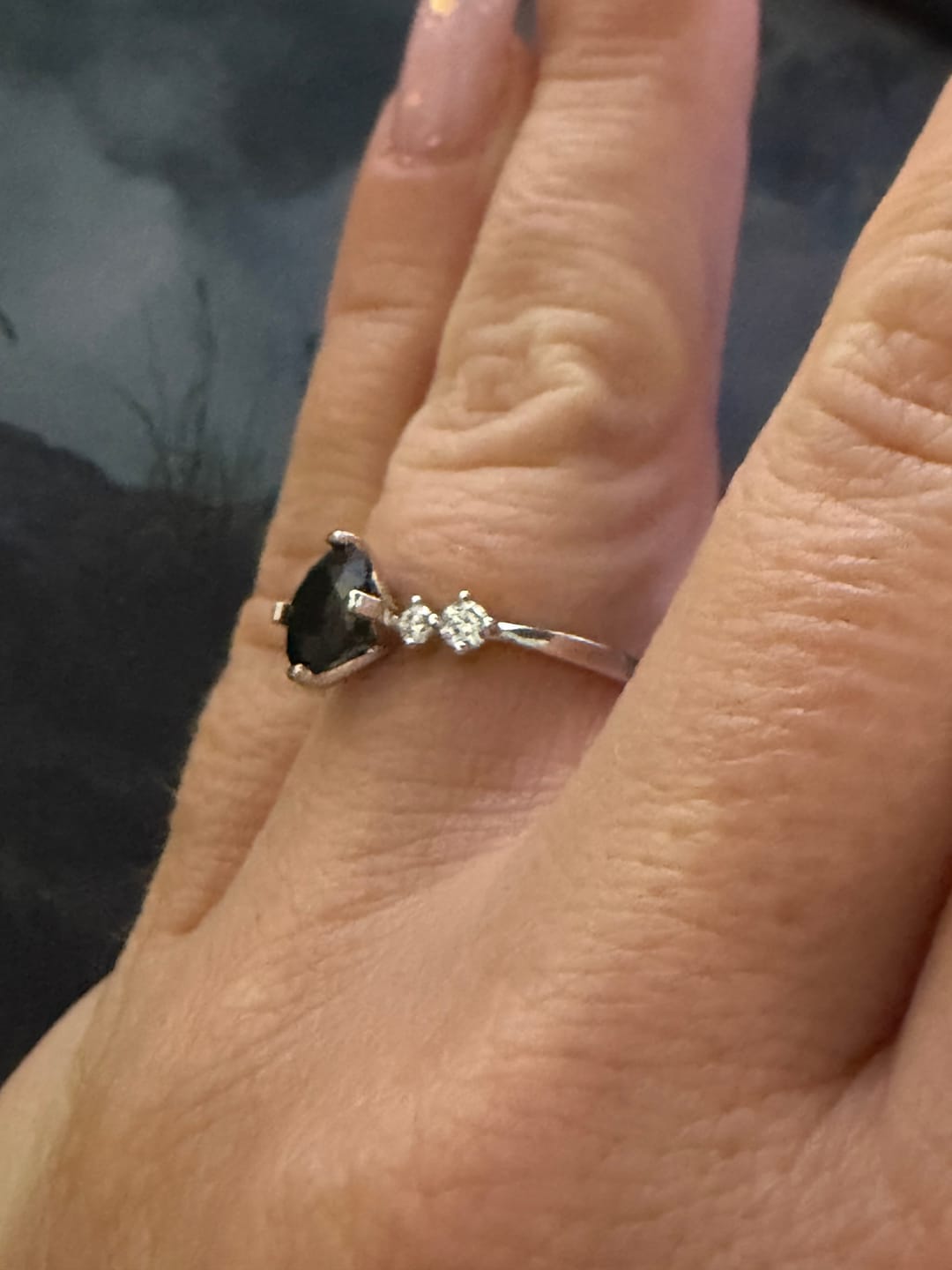 Customer photo review of Obsidian Ring - Perlenschliff rund