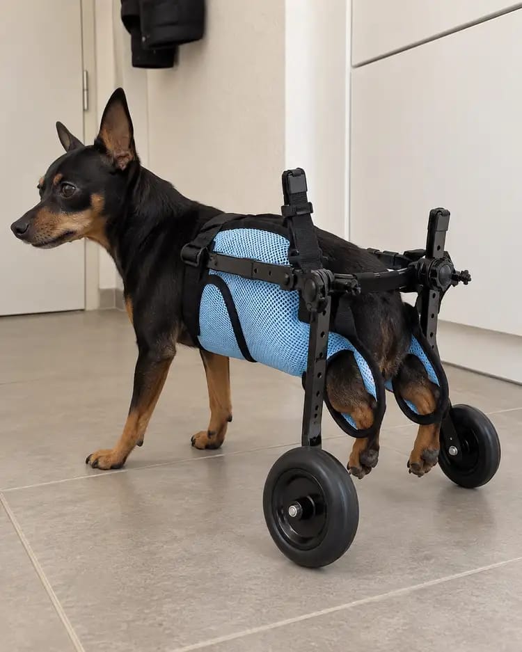 Customer photo review of JoyStride Dog Wheelchair for Small & Medium Breeds