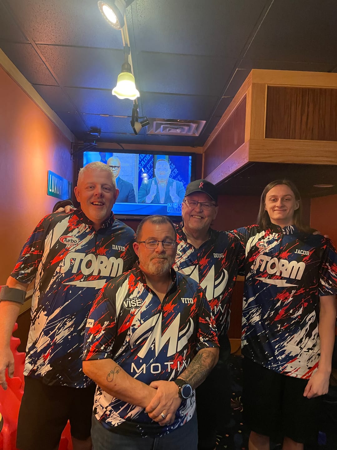 Customer photo review of Elevated - Navy Red White - Bowling Jersey