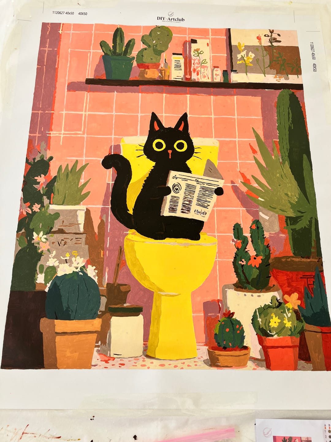 Customer photo review of The black cat on the toilet | Paint by Number