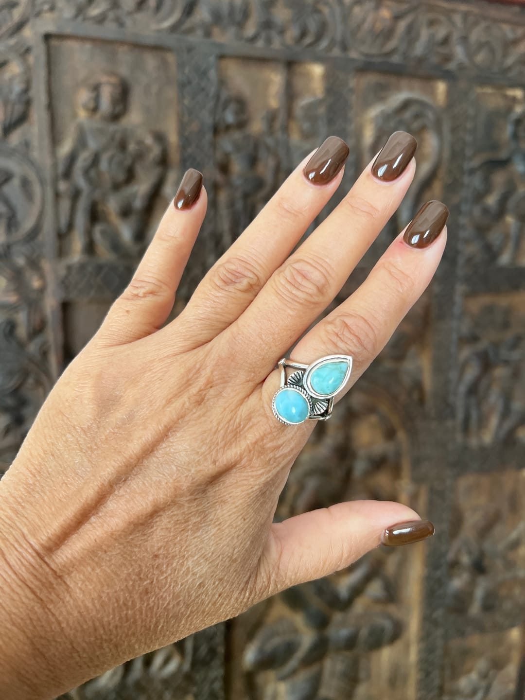 Customer photo review of Larimar Shell Ring Sterling Silver