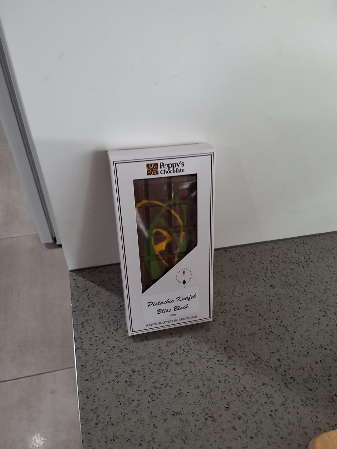 Customer photo review of Pistachio Knafeh Bliss Block - Viral Dubai Chocolate Bar 200g