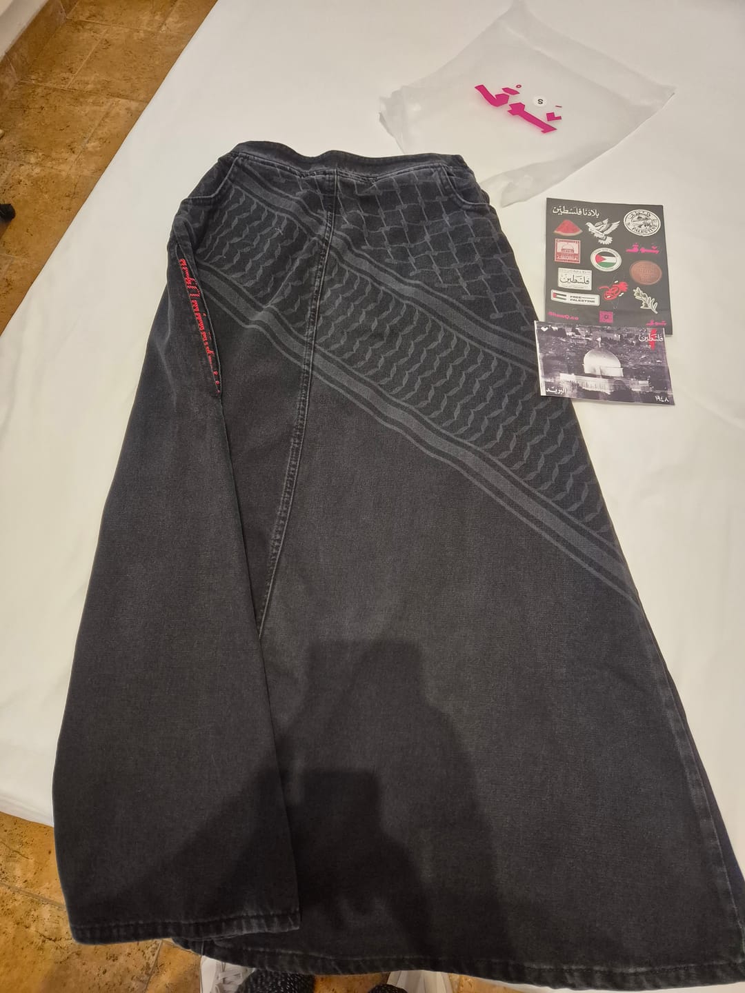 Customer photo review of Kuffiyah Engraved Denim Skirt