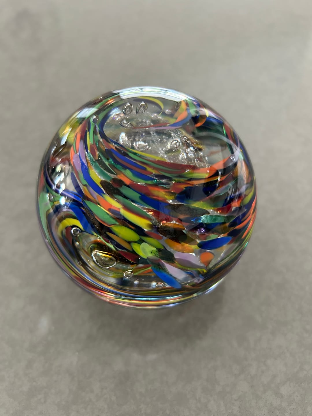 Customer photo review of Rainbow Confetti Orb with Cremation Ashes