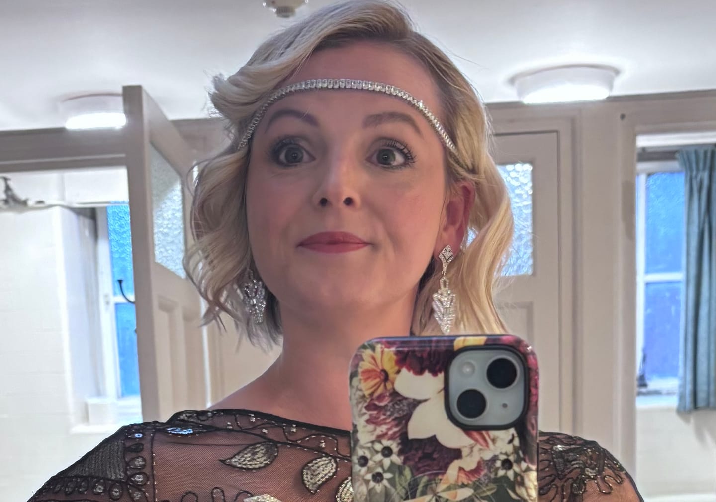 Customer photo review of Decadent Deco Drop Earrings