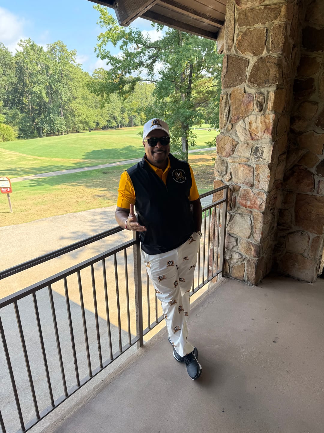 Customer photo review of Men's Custom Company Sport Team Logo Face  Stretch Golf Pants