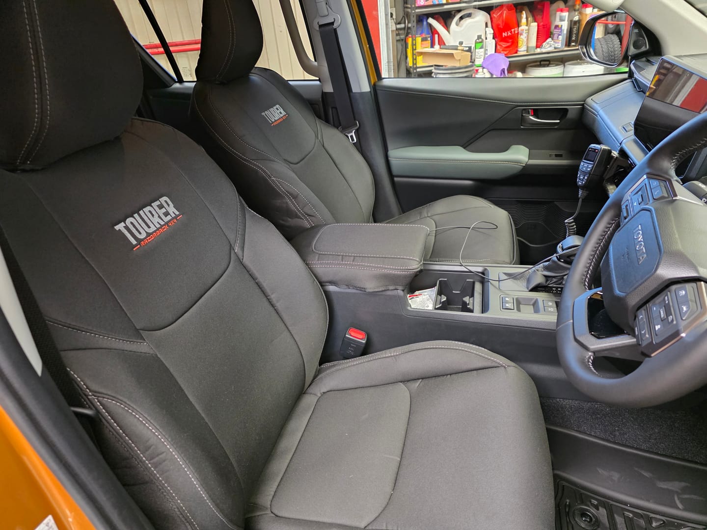 Customer photo review of Toyota Hilux 9th Gen - SR5, SR5+, Rogue & Rugged X - GP9 Tourer Front Row Seat Covers (In Stock)