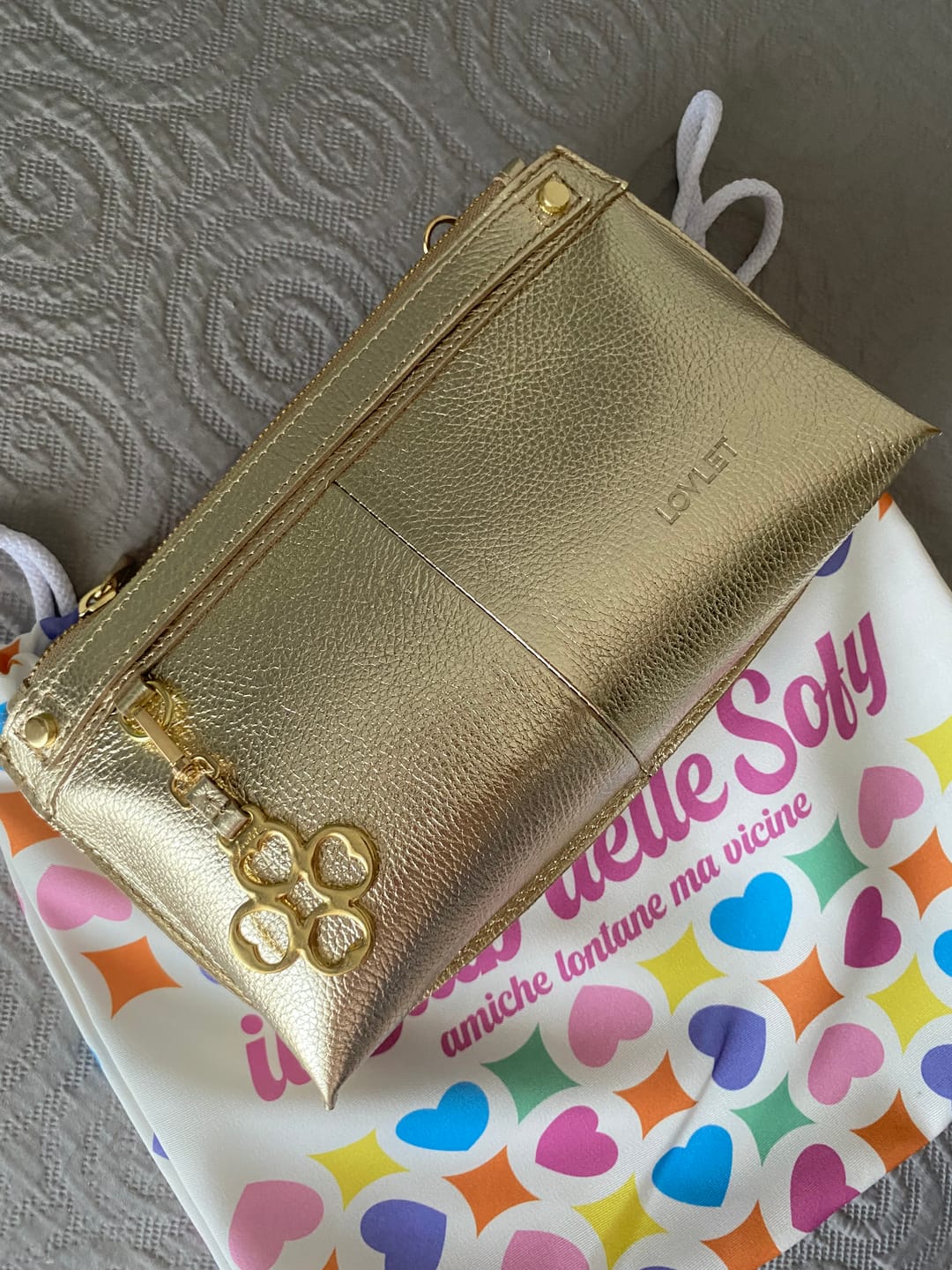 Customer photo review of BORSA SOFY BAGUETTE SHINE PLATINO