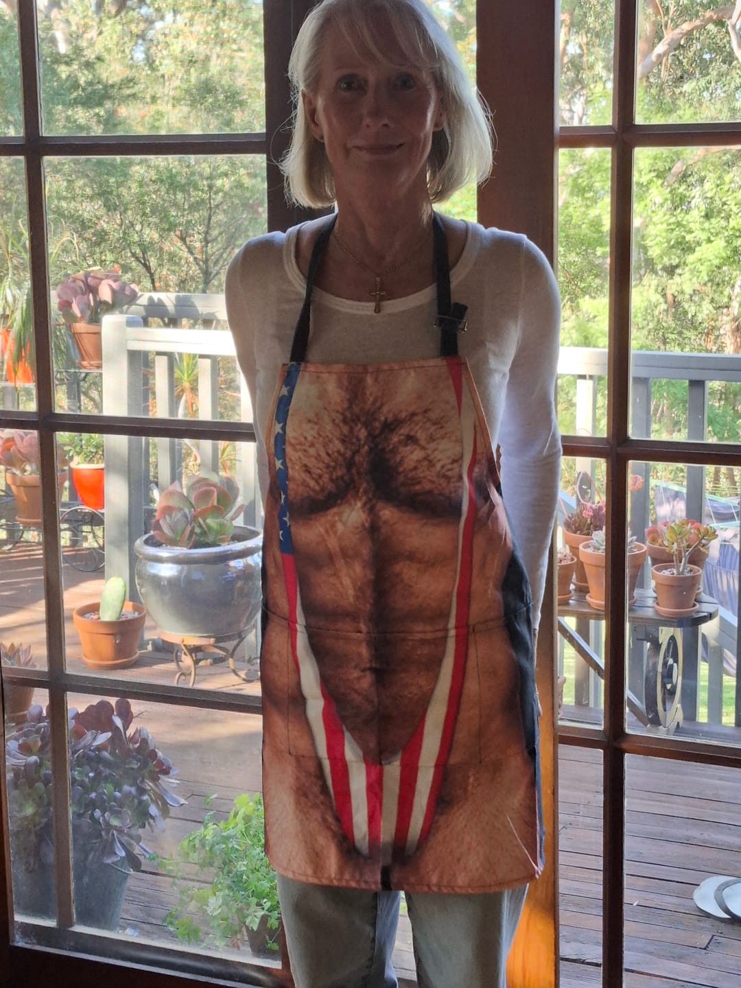 Customer photo review of Funny 3D Hairy Body BBQ - Personalized Apron
