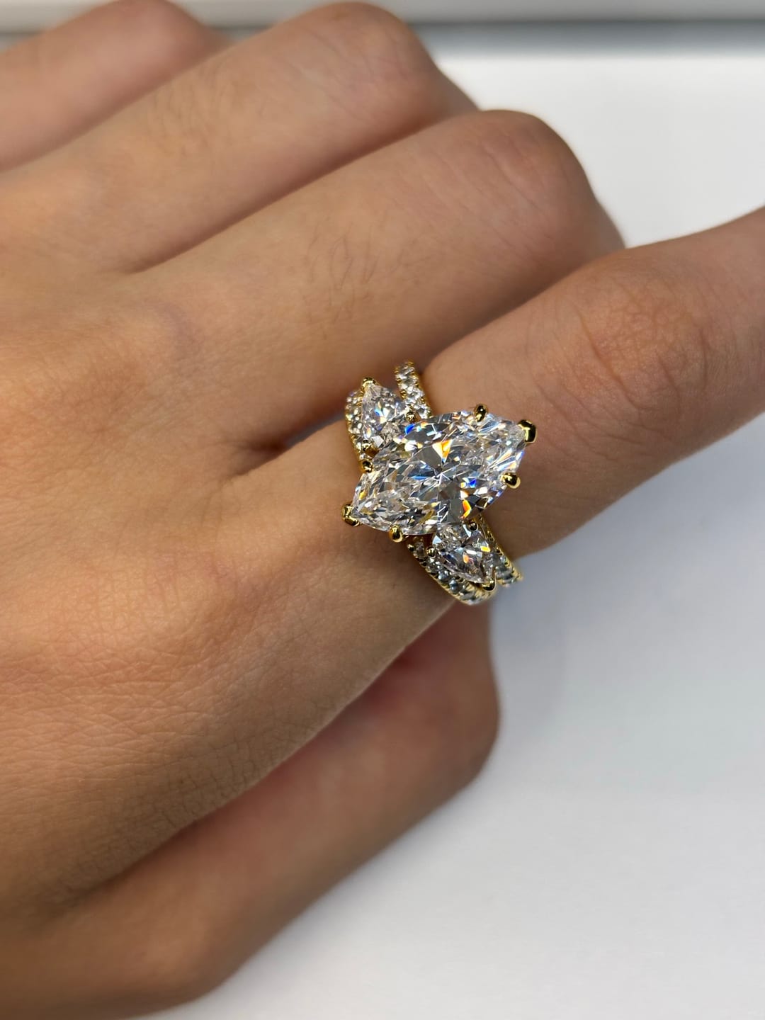 Customer photo review of S925 4.0Ct Marquise Cut Insert Wedding Ring Set For Women Stackable Ring Set In Sterling Silver