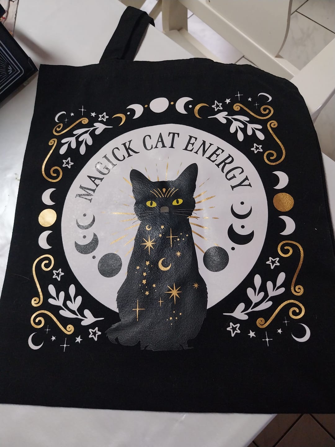 Customer photo review of Schwarze Katze Tote Bag – Witchy Stofftasche für Katzenliebhaber