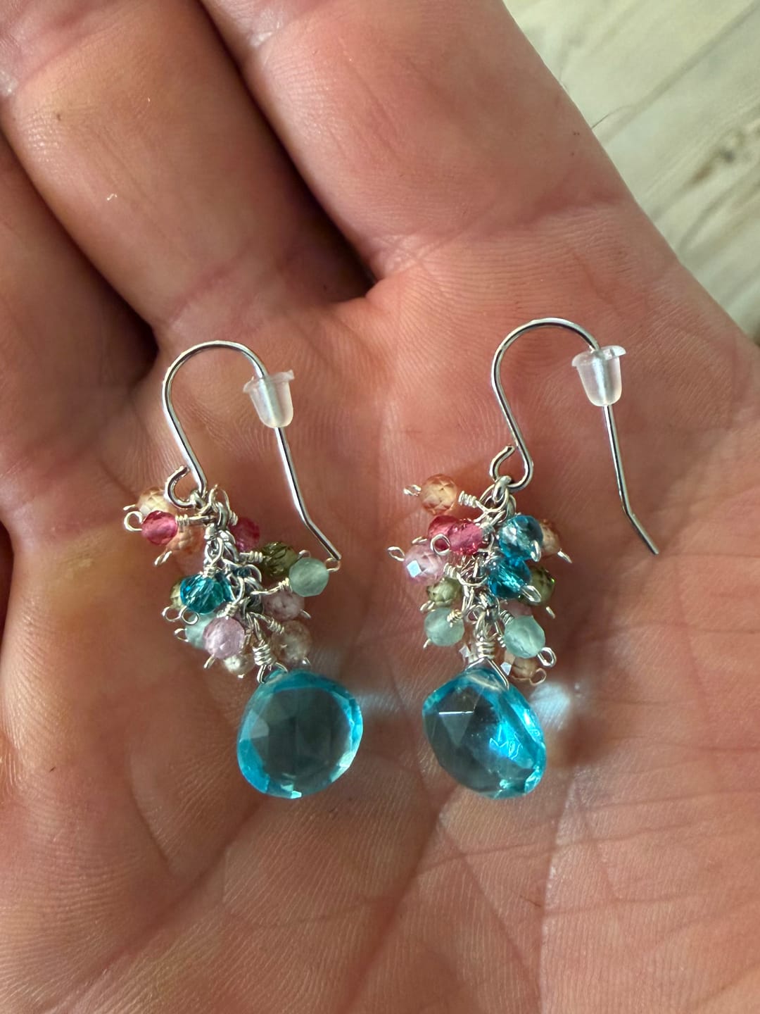 Customer photo review of Peridot Quartz Bala Earrings