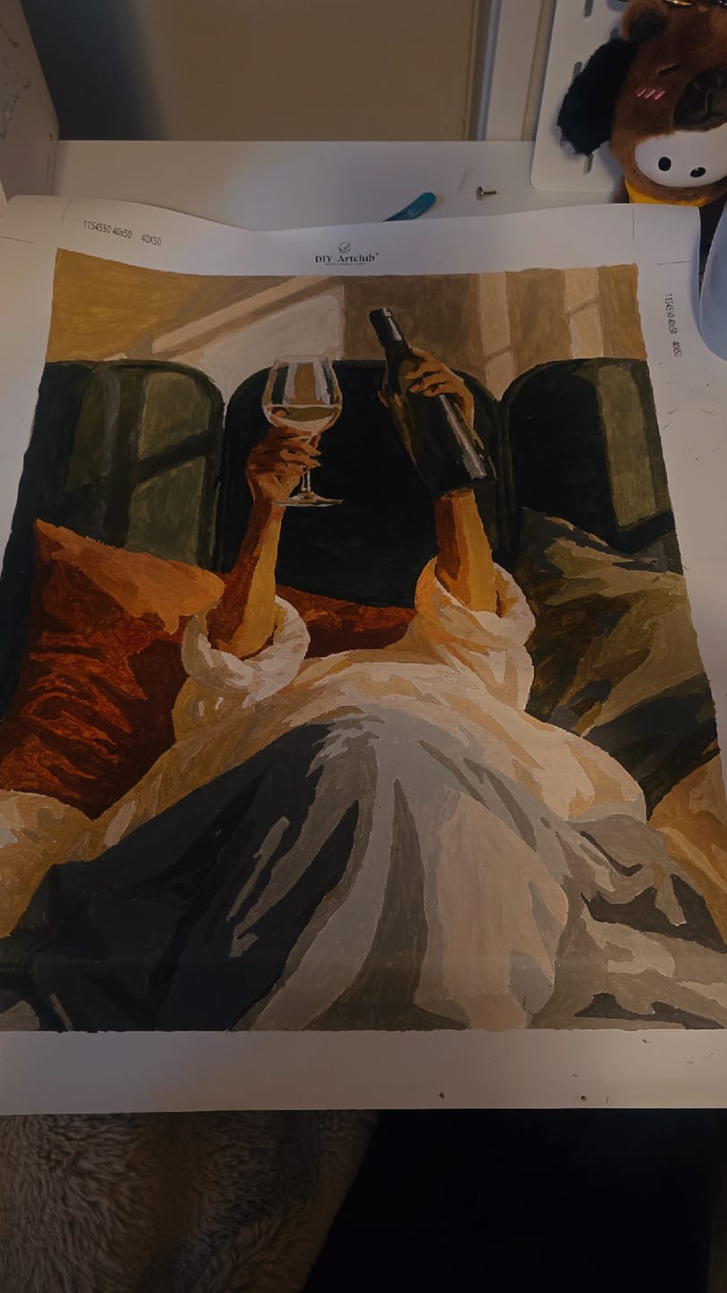 Customer photo review of Wine in Bed | Paint by Number