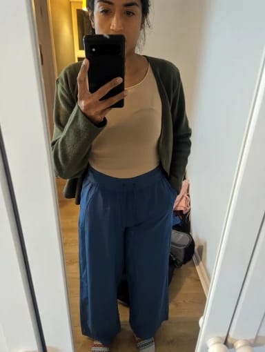 Customer photo review of UPF 50+ Wide Leg Pants for Women with Side Slit, Lightweight Quick-Dry for Travel, Hiking and Everyday Wear