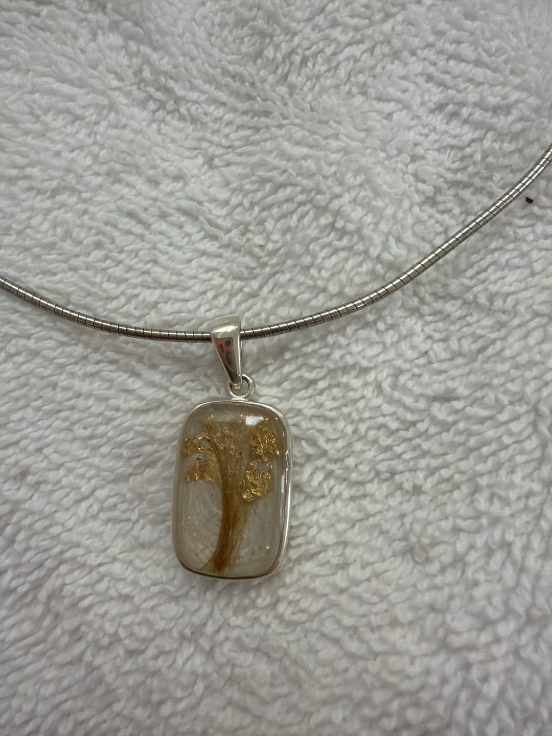 Customer photo review of Rectangle Tree of Life Pendant with Hair/Fur - Engravable
