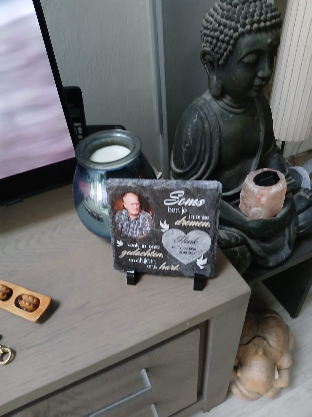 Customer photo review of In ons hart - Gepersonaliseerde leisteen plaat