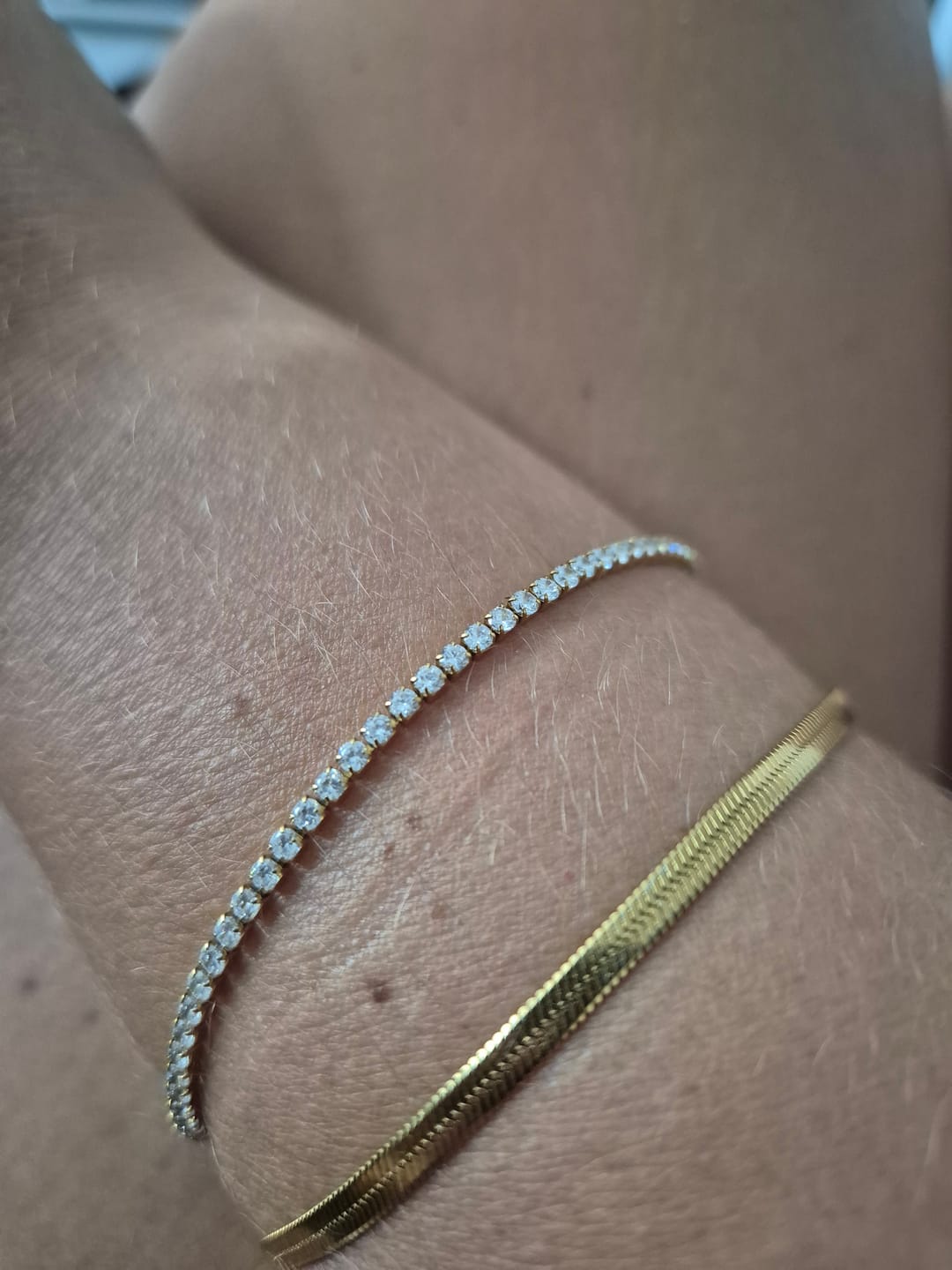 Customer photo review of Cordelia Gold Tennis Bracelet